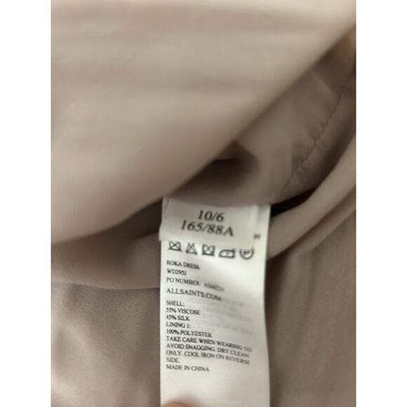 ALL SAINTS Rose Pink Silk Blend Asymmetric Dress Minimalist Avant Garde Sz 6 - Picture 5 of 5